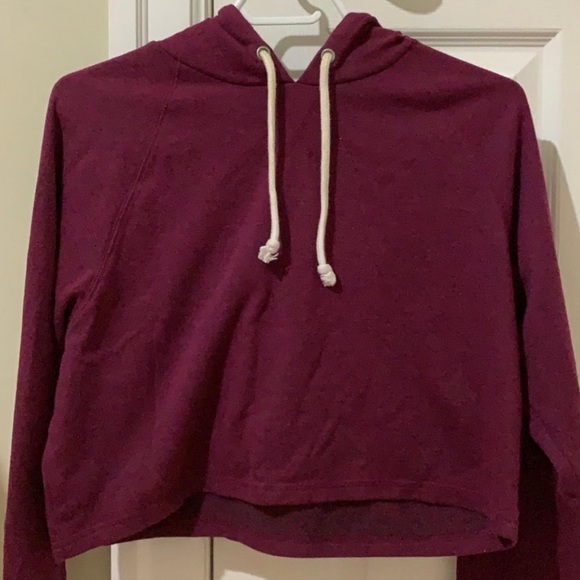 H&M maroon crop hoodie - Picture 2 of 4
